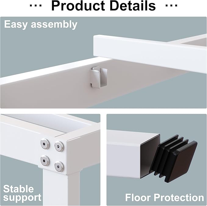 18 Inch Full Size Bed Frame Heavy Duty Metal Platform No Box Spring Needed, Maximum Storage, Easy Assembly, Noise Free, White