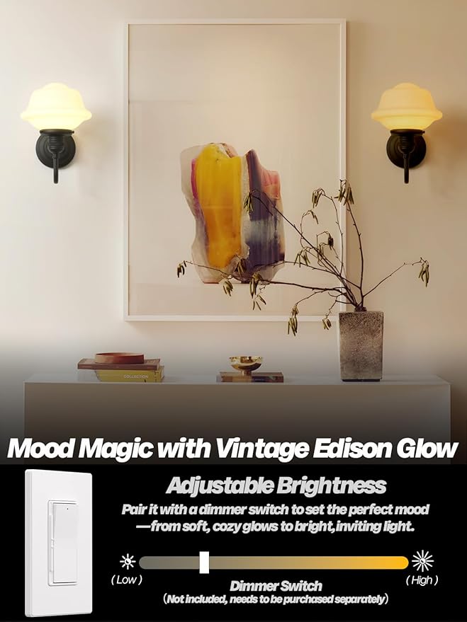 Vintage Wall Sconce Light Hardwire Black Bathroom Vanity Light with Frosted Milk White Gyro Glass Shade Modern Farmhouse Wall Lamp Fixture for Bathroom Mirror Living Room Bedroom Indoor