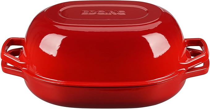 Enameled Cast Iron Dutch Oven Pot with Lid, Oval Dutch Oven for Bread Baking, Bread Oven for Homemade Sourdough Bread Baking, 7qt, Red
