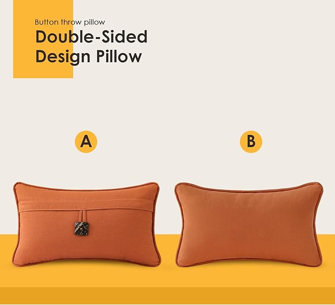 Outdoor Sunbrella Decorative Pillows with Coconut Button Pack of 4, 20" x 12" Outdoor Pillow Set for Couch Bed Throw Patio Sofa, Spectrum Cayenne