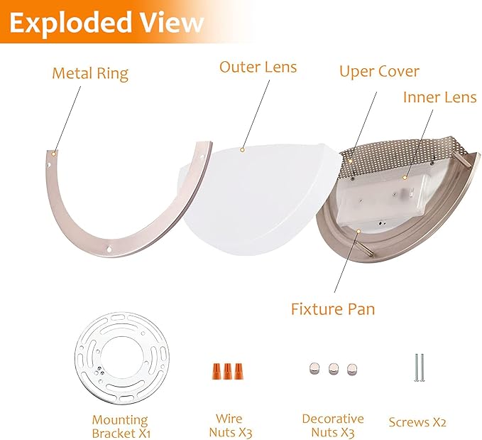 CLOUDY BAY 12-inch CRI90+15W 3000K/4000K/5000K Color Temperature Adjustable Dimmable LED Wall Sconce, ETL Listed LED Half Moon Wall Fixture, Brushed Nickel