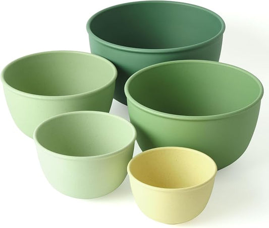 Bamboozle Mixing Bowls | 5 Piece Plant-Based Nesting Bowl Set | Matte Finish | Multi-Color | Dishwasher and Microwave Safe | Fresh Guacamole