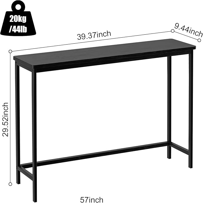 VASMIA Console Table, Entryway Table, Narrow Sofa Table, 39" Bamboo Hallway Table for Entryway, Living Room, Bedroom, Foyer, Black