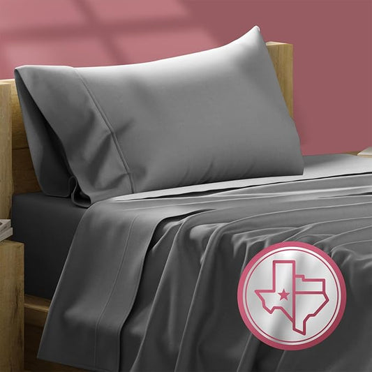 TEXAS LINEN CO. Egyptian Cotton Twin XL Sheet Set - 800 Thread Count 3 PC Dark Grey Cotton Sheets for Twin XL Bed, Extra Long Staple Silky Soft Cooling Sheets, Luxury 16" Deep Pocket Hotel Sheets