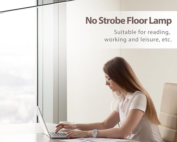 LED Floor Lamp, Bright Eye-Care Standing Lamp, Home Decor with Touch Control Dimmable Reading Light for Living Room, Bedroom, Office - Black