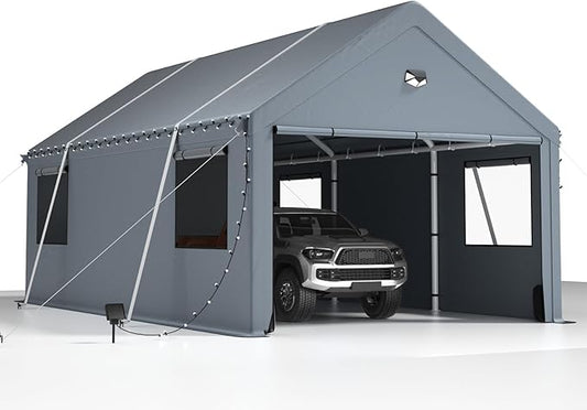 Carports 10X20 Heavy Duty，Car Ports with 180G Removable Side Walls, Carport Canopy, Portable Car Port Garage, Car Shelter All Weather,Gray