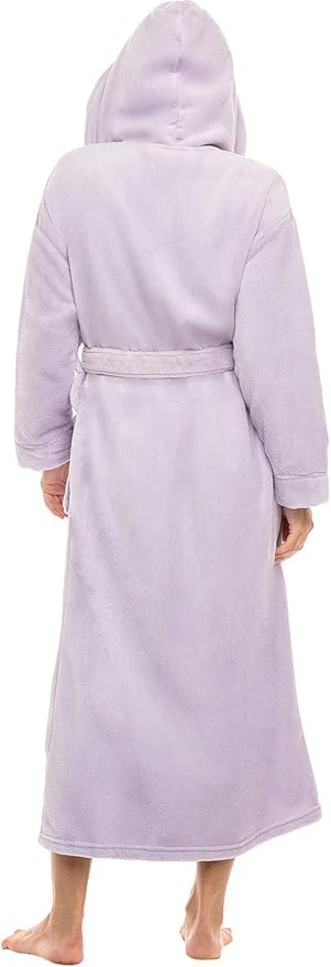Alexander Del Rossa Womens Robe, Long Plush Bathrobe with Hood, Hooded Robes for Women Plus Size Bath Robe
