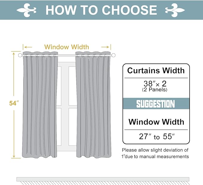 ChrisDowa Grommet Blackout Curtains for Bedroom and Living Room - 2 Panels Set Thermal Insulated Room Darkening Curtains (Light Grey, 38W x 54L)