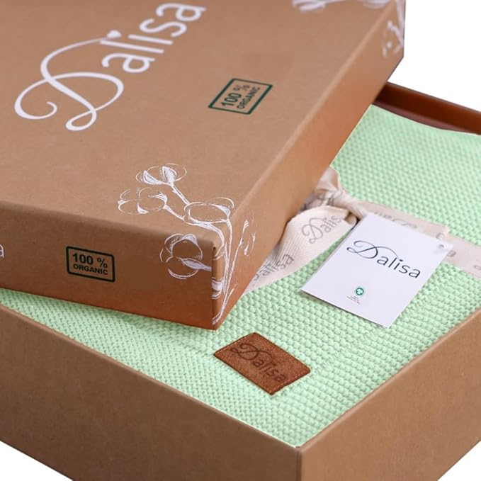 Dalisa 100% Organic Turkish Cotton Throw Blanket - GOTS Certified, Cozy - Perfect for Couch, Bed, and Home Decor - Boho Vintage Knit Alina (Sage, 50x60)