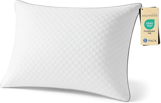 JOLLYVOGUE Queen Pillows, Oeko-Tex Certified Pillows with Double-Sided Crystal Velvet, Medium Support for Side, Back, Stomach Sleepers