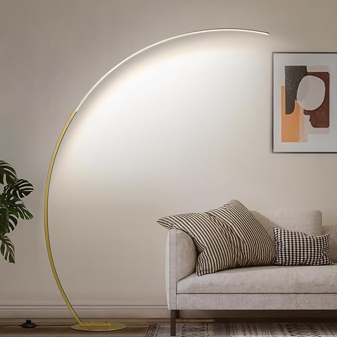 Dimmable LED Floor Lamp with 3 Color Temperatures, Ultra Bright 2000LM Gold Arc Floor Lamp, Modern Standing Tall Lamp with Remote Control Reading Floor for Bedroom Use Lamp for Office Classroom