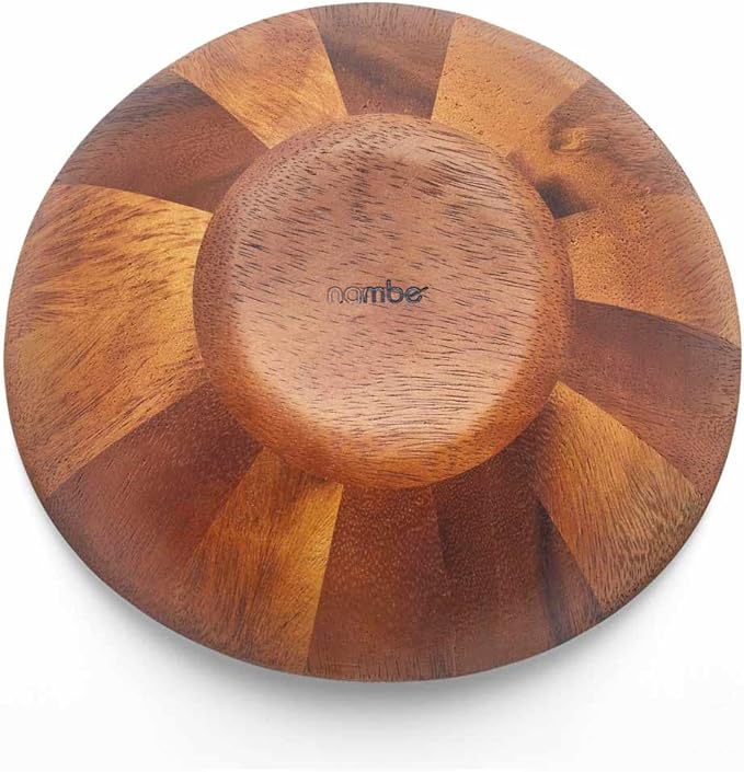 Nambe Braid Salad Bowls, Set of 4 - Designed by Sean O’Hara, Modern Scandinavian Acacia Wood Dining Bowls for Salads & Entertaining - Decorative Tableware for Serving Appetizers, Side Dishes, Snacks