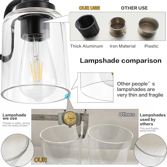 SOLFART 3 Lights Bathroom Light Fixtures Over Mirror Black Vanity Lights for Bathroom Wall Lights for Bathroom Matte Black Mirror Light