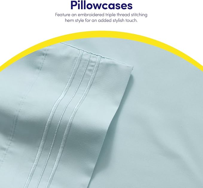 1500 Supreme Collection Bed Sheets - PREMIUM QUALITY BED SHEET SET & LOWEST PRICE, SINCE 2012 - Deep Pocket Wrinkle Free Hypoallergenic Bedding - Over 40+ Colors & Prints- 4 Piece, Full, Light Blue