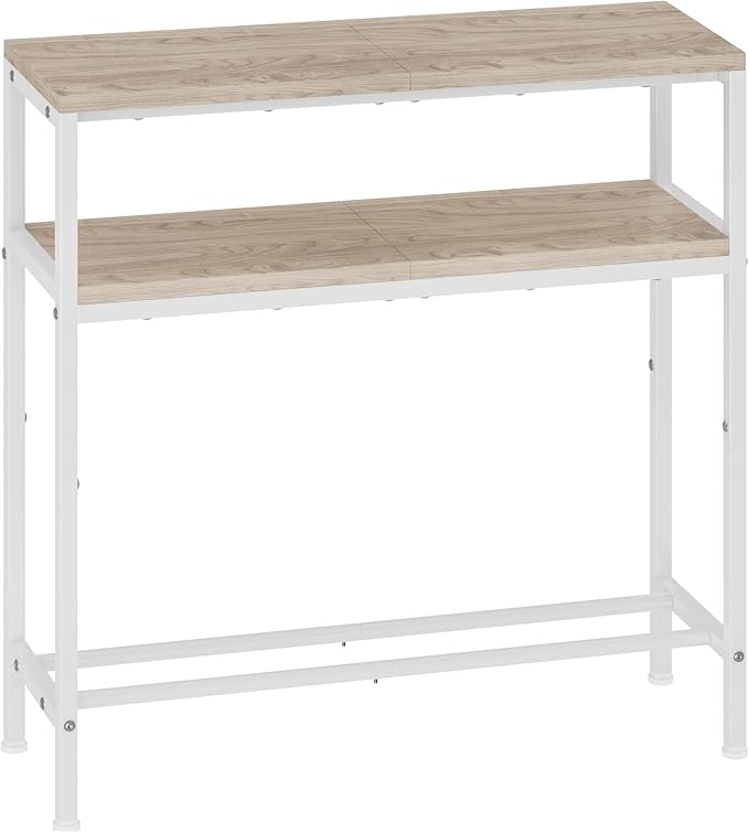 Homeiju Entryway Table with Storage, 3-Tier Console Table 31.5" Width, Industrial Sofa Table with Open Shelves, Foyer Tables for Entryway, Hallway, Kitchen, Living Room and Bedroom, Light Coffee