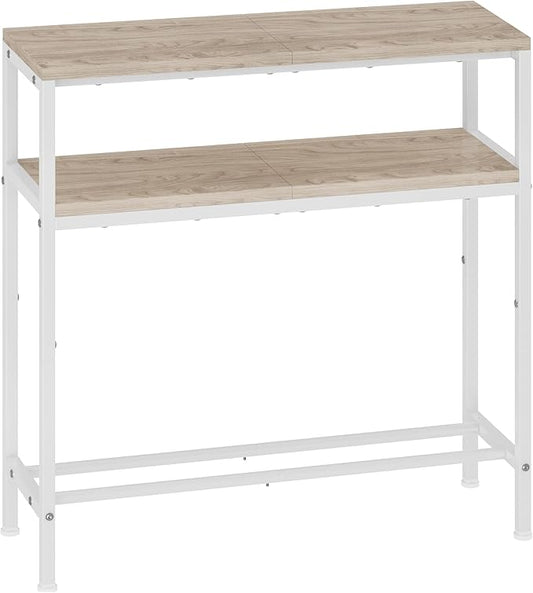 Homeiju Entryway Table with Storage, 3-Tier Console Table 31.5" Width, Industrial Sofa Table with Open Shelves, Foyer Tables for Entryway, Hallway, Kitchen, Living Room and Bedroom, Light Coffee