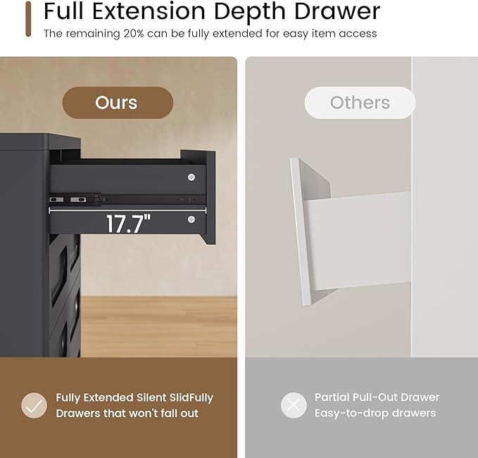 Black Dresser for Bedroom with 8 Drawers, 47.2" Wide Dresser for Closet with Deep Drawer, Large Wood TV Stand, Modern Chest of Drawers for Bedroom, Hallway