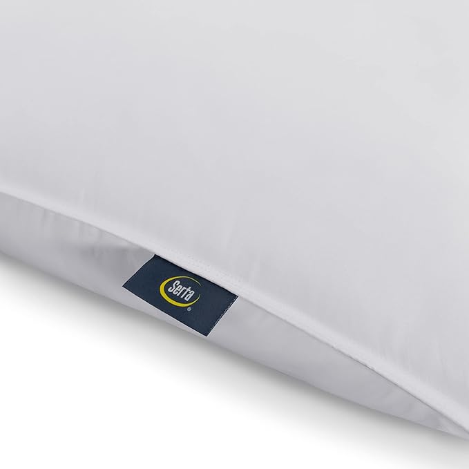 Serta Down Illusion Soft Hypoallergenic Soft/Medium Bed Pillows for Side, Stomach or Back Sleepers (2 Pack), King, White