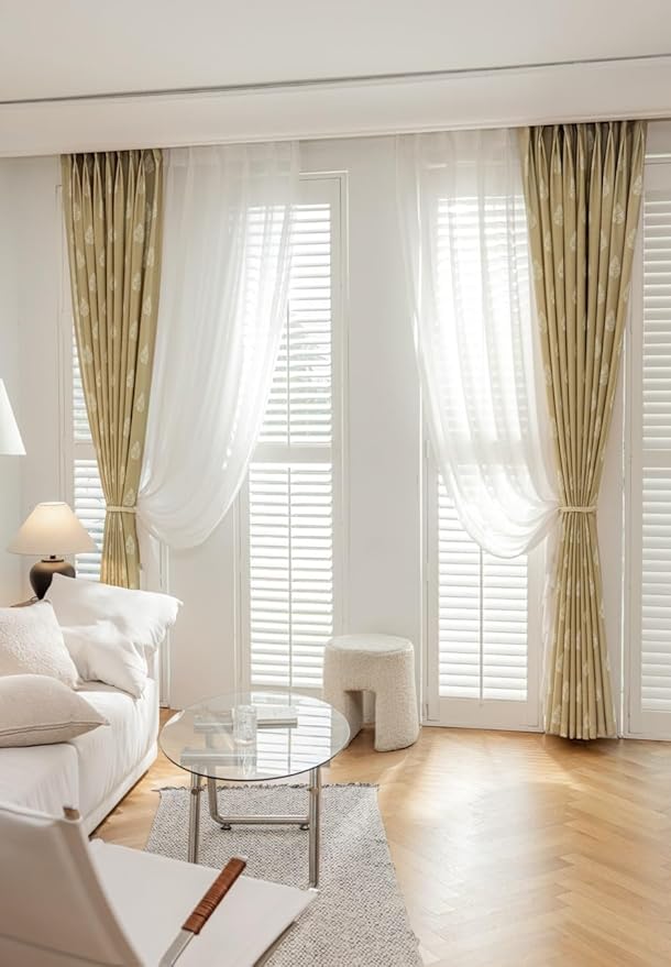 Linen Blend Pinch Pleated Curtains for Living Room, Bedroom, Dining Room - Light Filtering Curtains 2 Panels Set - Luxury and Modern Floral Printed Design - Brown Rose, 30" W x 96" L