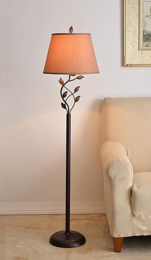Kenroy Home 32613ORB Birdsong Swing Arm Floor Lamp with Oil Rubbed Bronze with Gold Highlights Finish, Rustic Style, 60" Height, 13.5" Width, 21" Depth