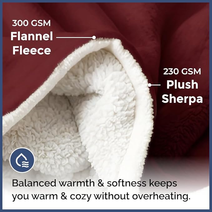 Sherpa Fleece Blanket Twin Size - Reversible Sherpa Fleece Twin Blanket - Super Soft Double Sided for Bed, Sofa, Couch - Thick, Warm, Fuzzy & Plush - Luxurious Bedding for Winter - Burgundy, 60" x 80"