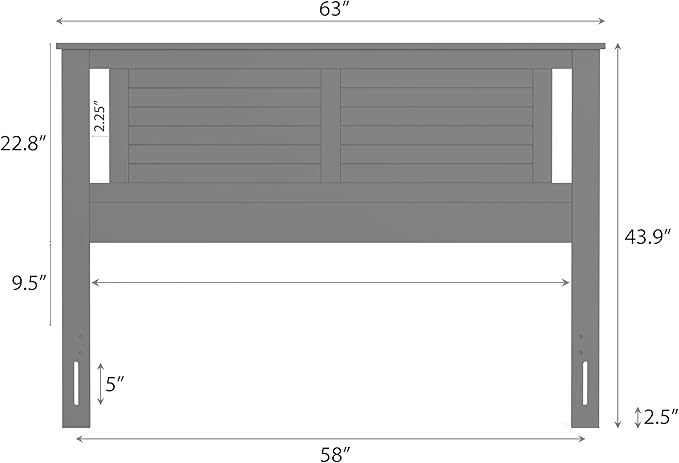 Serene Poplar Wood Queen Headboard, Modern Farmhouse Panel with Horizontal Scoring, Queen Size Headboard in Black, Casual Coastal Style, Easy Assembly, Quality Materials