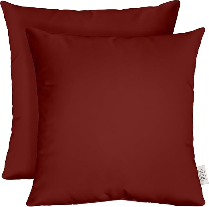 RSH DECOR: Sunbrella Square Throw Pillows Set of 2 | 24" x 24" | Water and Fade-Resistant Performance Fabric | Outdoor Pillow Covers with Down-Alternative Inserts | Canvas Burgundy