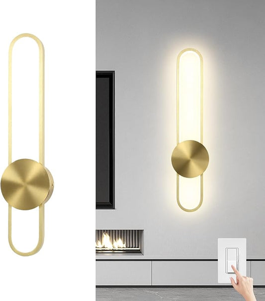 JAYMP Modern Wall Sconce 4000K Dimmable LED Wall Light Fixture, Hardwired Wall Lamp for Living Room, Dining Room, Bedroom, Hallway, Lobby, Entryway, 1 Pack (Brushed Gold, H56cm/22inch)