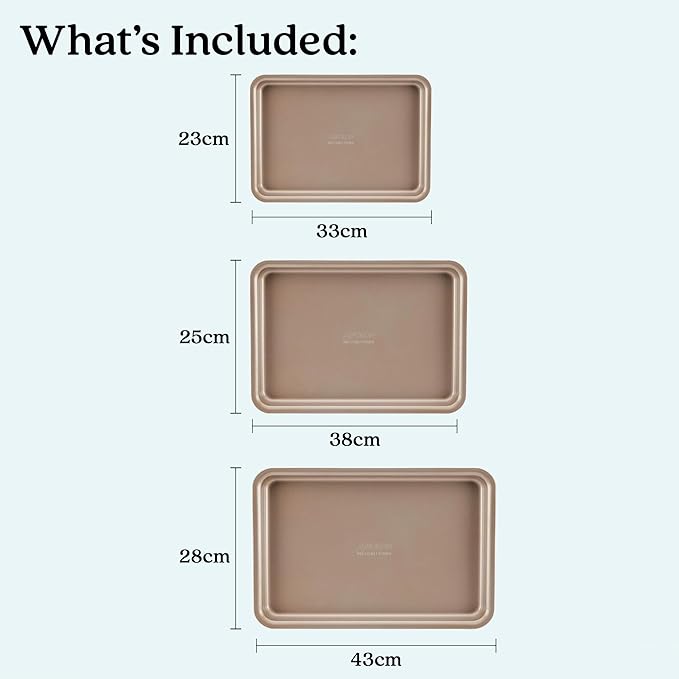 Anolon Gourmet Nonstick Bakeware Set with Nonstick Cookie Sheets / Baking Sheets - 3 Piece, Bronze Brown