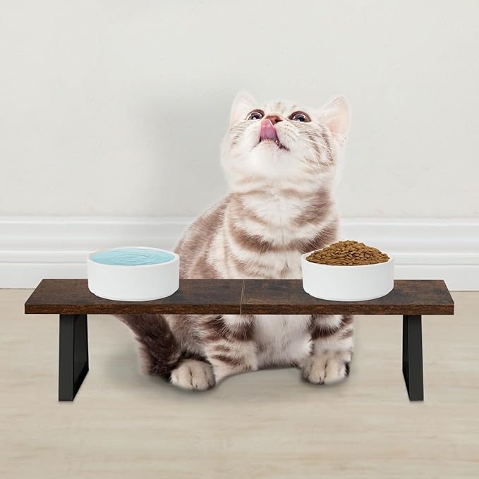 TEAMIX 24 inch Monitor Stand Riser, Rustic Brown Wood & Steel Computer Monitor Stand with Storage, Laptop, PC, Printer Stand Riser for Desktop Office Desk Organizers