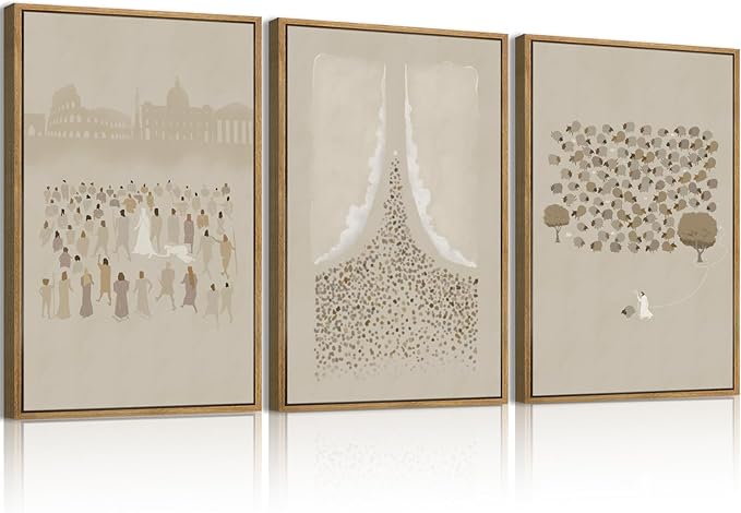 BINCUE Framed Jesus Wall Art Set of 3 Jesus Lamb Wall Decor Lamb of God Art Print for Living Room Bedroom Church 16x24 Inch