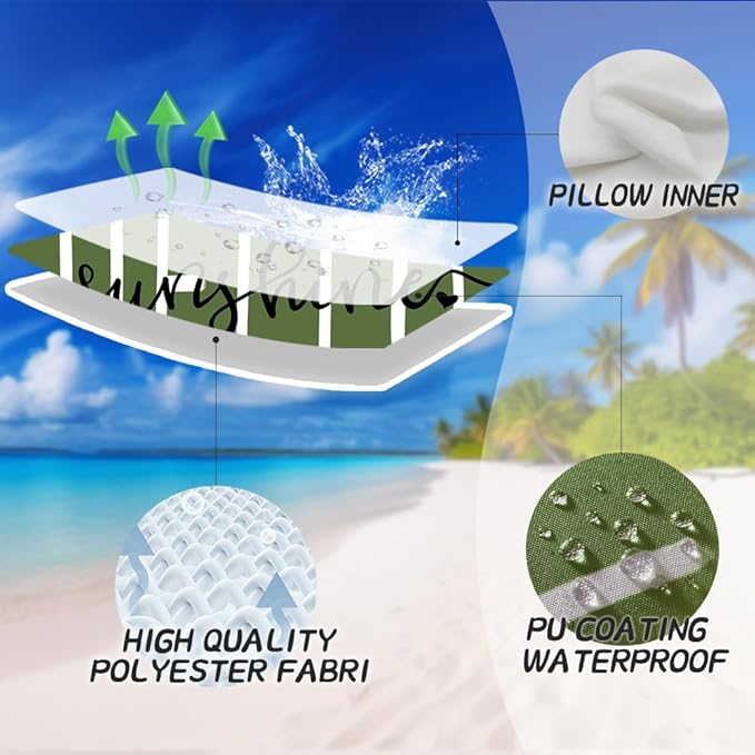 DFXSZ Outdoor Pillow Covers 16x16 Inch Set of 2 Hello Sunshine Decor Olive Green Waterproof Throw Pillow Covers Summer Outdoor Pillow Covers Decor for Patio Funiture Garden Sofa Couch 020G16