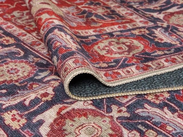 Keen Home Design 2x12 Rug - Machine Washable Runner Rug with Non-Slip Backing, Ideal for Hallway, Entryway, Kitchen, Laundry Room - Vintage, Easy Clean, Durable, Low Pile - (2'6" x 12')