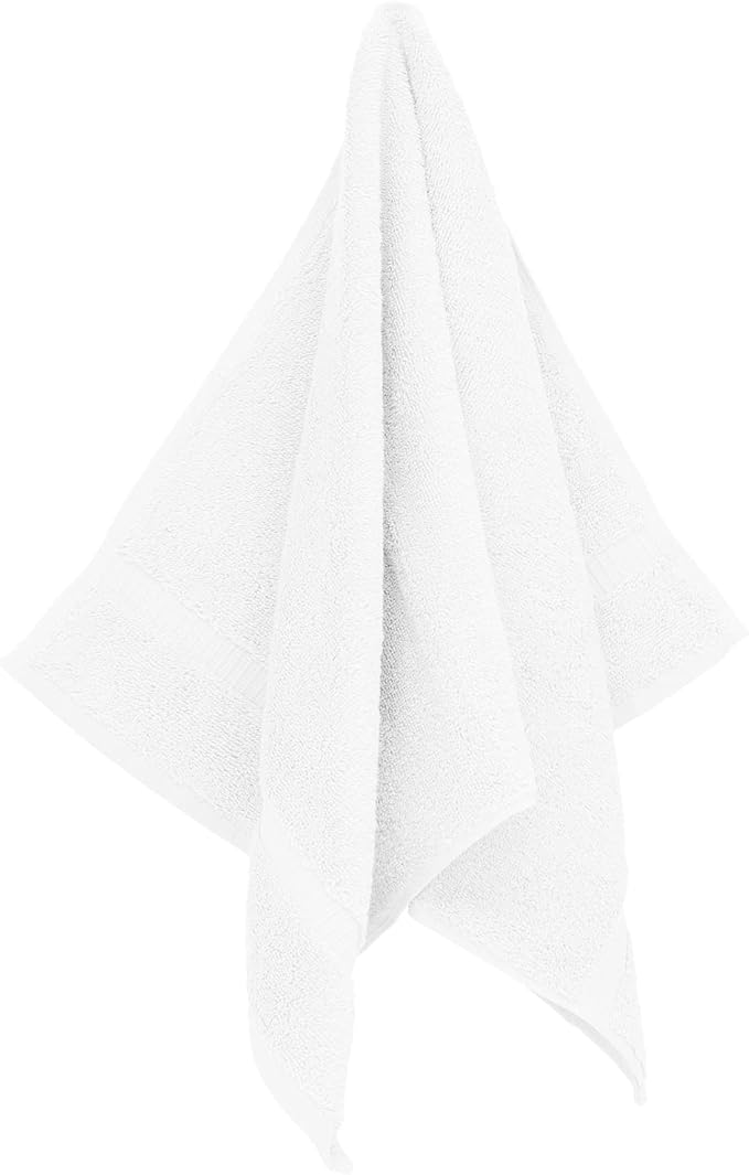 Luxury Hotel & Spa Towel 100% Genuine Turkish Cotton Hand Towels - White - Dobby Border - Set of 6