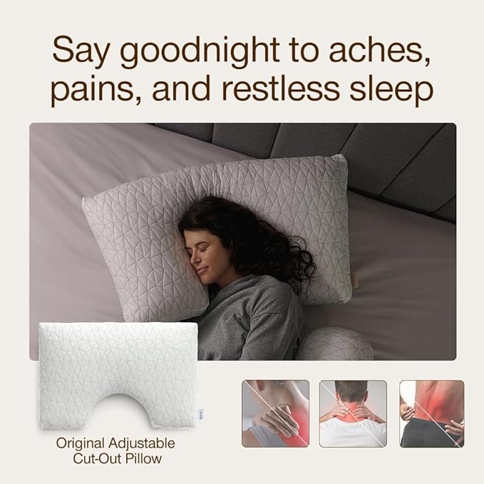 Coop Home Goods Original Cut-Out Adjustable Pillow, Queen Size Bed Pillows for Neck & Head Support, Memory Foam Pillows - Medium Firm for Side Sleeper, CertiPUR-US/GREENGUARD Gold