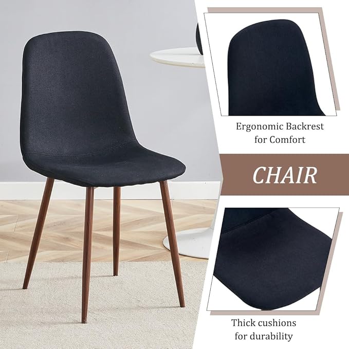Round Dining Table Set for 4, Round Kitchen Dining Table and Chairs Set for 4,42" Modern Dining Room Table Set for 4 with Upholstered Chairs for Small Space Kitchen Office Cafe Apartment
