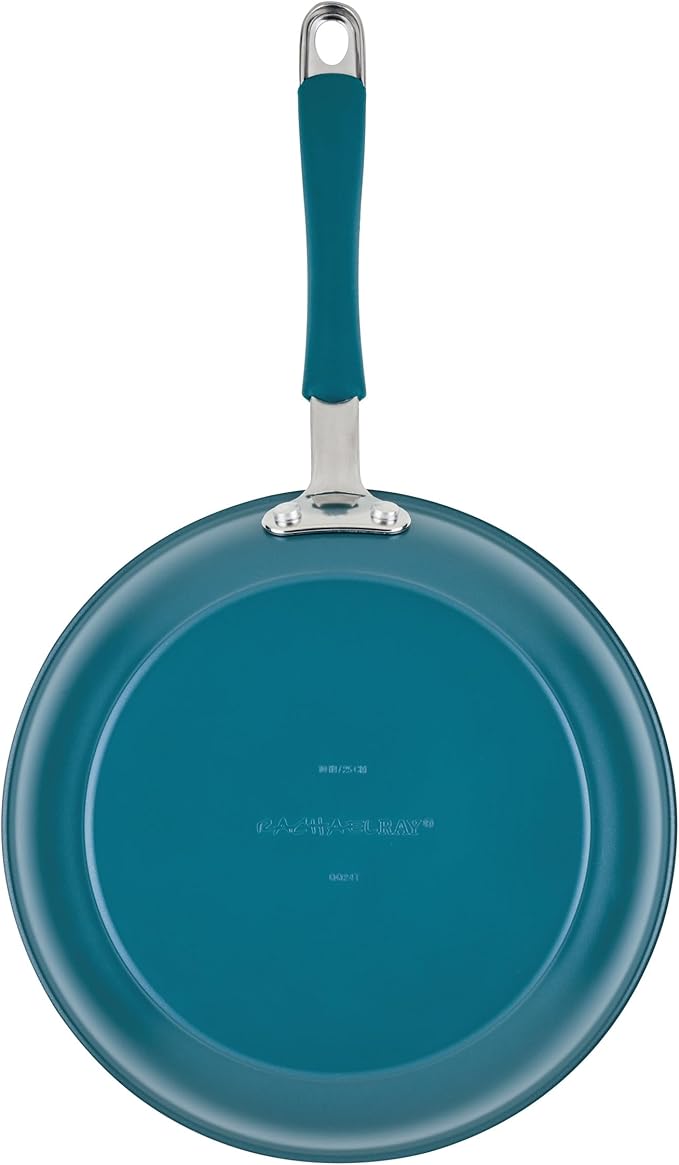 Rachael Ray Cucina Ceramic Cookware Set - 13 Pieces - Ceramic Pots and Pans Set w/Nonstick Frying Pans, Saute Pan, Saucepans, Stockpot, Lids, Pan Protectors & Cooking Utensils - Marine Blue