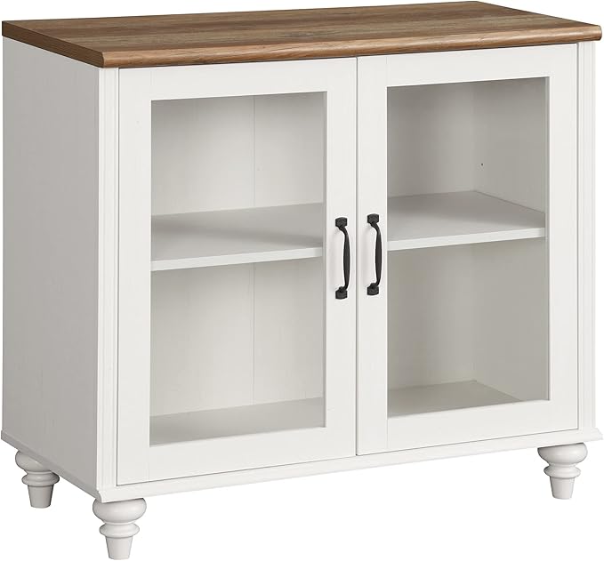 WAMPAT TV Stand for 43 Inch, Wood Console Table Storage Cabinet for Living Room, Kitchen Sideboard Buffet Cabinet With Glass Door for Dining Room, Off White