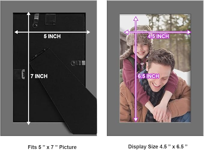 Renditions Gallery 5x7 inch Picture Frame High-end Modern Style, Made of Solid Wood and High Definition Glass Ready for Wall and Tabletop Photo Display, Gray Frame