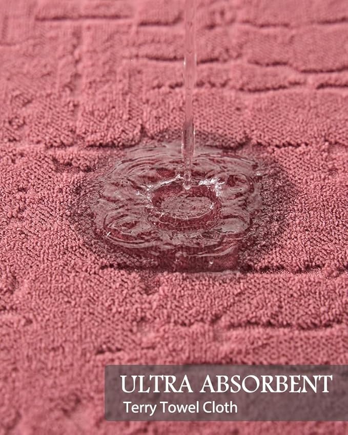 AMOAMI-Bath Mat-Absorbent Quick Dry Bathroom Floor Mats-Washable Rubber Backing Bath Mats for Bathroom Rugs Fit Under Door-Bath Rug for in Front of Sink Bathtub Shower Room, Pink 24''x70''