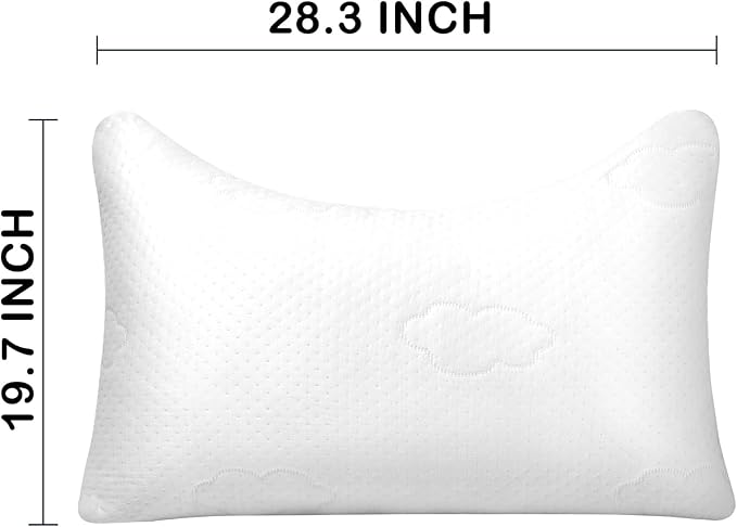 Cooling Side and Back Pillow - Comfort for Neck and Shoulder Pain - Crush Memory Foam Cooling Pillow, Adjustable Soft Bed Pillow,Crescent White-Cooling++, Queen+Extra Fill Pack of 2