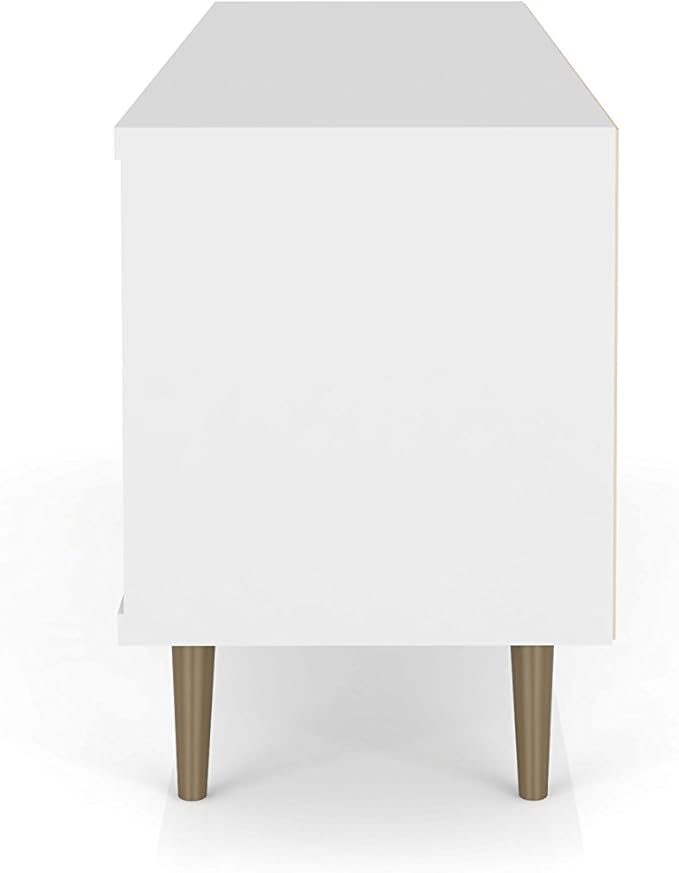 Manhattan Comfort Liberty Mid Century Modern TV Stand for Televisions up to 60 Inches, Bedroom and Living Room Entertainment Center with Storage, Shelves, and Cabinet, 63" Wide, White/3d Print