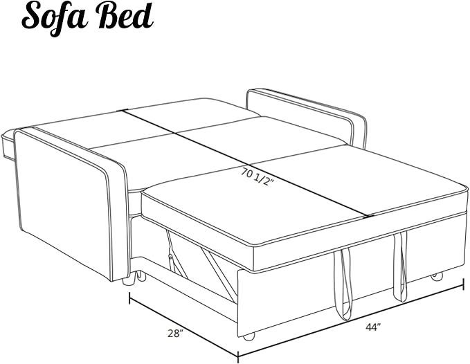 53 Inch Convertible Pull Out Sofa Bed, Sleeper Couch with Fluffy Fabric, Loveseat with Adjustable Backrest for Living Room, Bedroom, Apartment, Light Grey