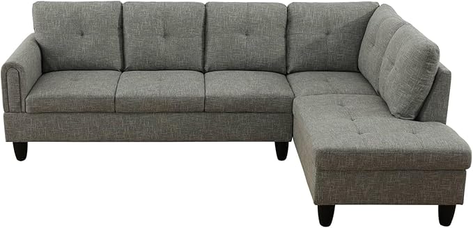 NicBex Sectional Couch 2 Pieces 66.5" L Sofa with Right Chaise Linen L Shaped Cloud Couch for Living Room Furniture Sets with Cushion, Modular Sofa for Living Room & Small Apartment, Gray Green