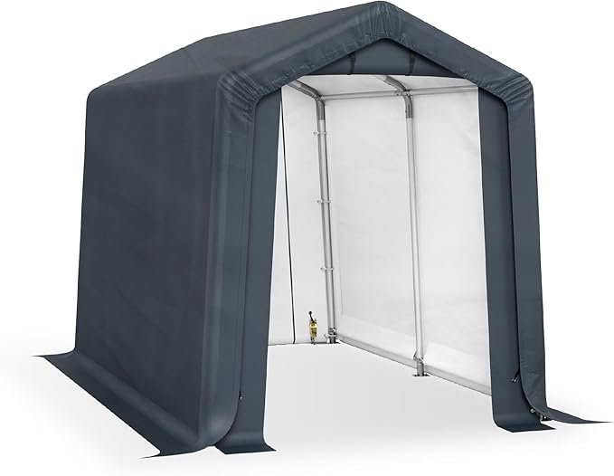 MFSTUDIO Outdoor Storage Sheds 6x10 ft, Portable Carport Shelter Garages Heavy Duty Canopy with Rolled up Zipper Doors, Outside Utility Shed Garage Tent for Motorcycle, Bicycles and Camping Tools