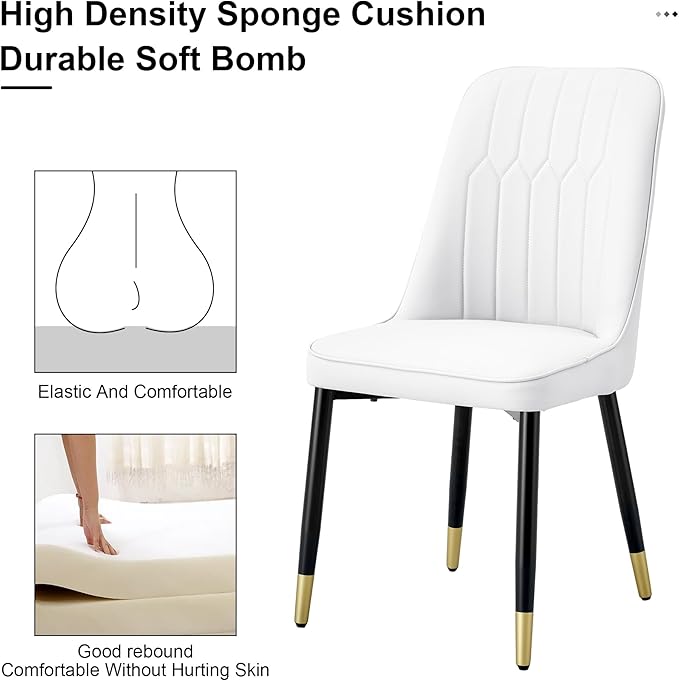 45 Inch Round Dining Table Set for 6, 7 Piece Kitchen Table and Chairs Set, White Faux Marble Table Top, Small Space Dining Set for Apartment or Dining Room