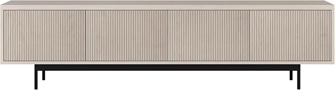 Henn&Hart Rectangular TV Stand for TV's up to 85" in Beech White, for Home, Living Room, Bedroom, Entertainment Room, Office