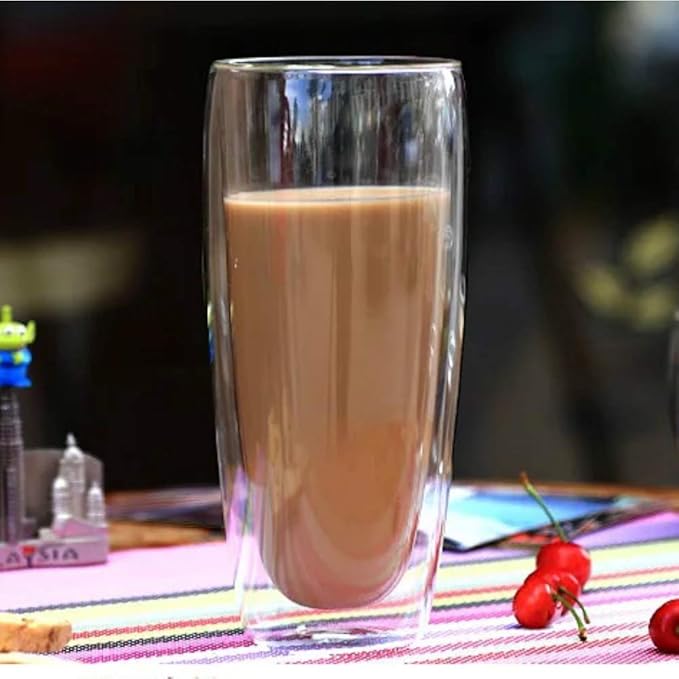 Asng Glass Coffee Mugs, Double Wall Insulated Thermal Cups Drinking Glasses For Tea/Coffee/Latte/Cappucino/Cafe/Milk (650ML/22oz)