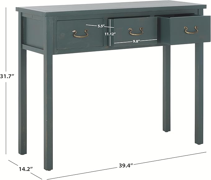 SAFAVIEH Home Collection Cindy Farmhouse Dark Teal 3-Drawer Console Table