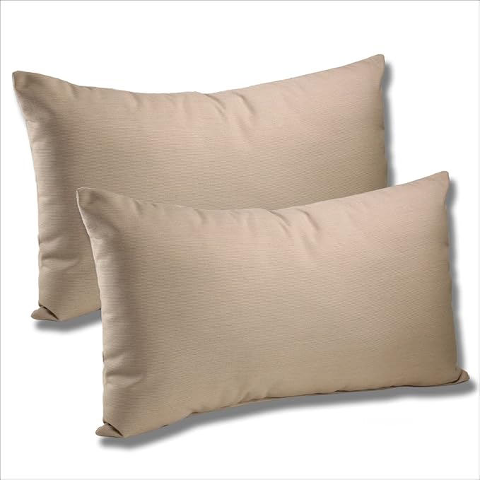 Comfort Classics Set of 2-22x12x4 Sunbrella Indoor/Outdoor Fabrics Lumbar Pillows in Spectrum Sand Inc.